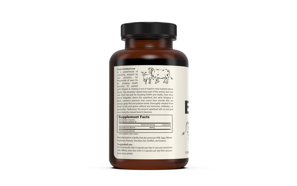 Lonvera Grass Fed Beef Liver Capsules for Women and Men – 3000mg Freeze Dried Desiccated Organs – Nutrient Source for Joints, Bones, Hair, Skin - FENGGESTORE20