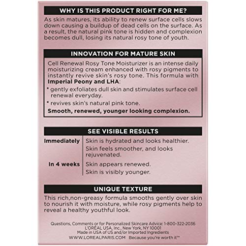 L'Oreal Paris Age Perfect Rosy Tone Anti-Sagging Face Moisturizer, Renew & Revive Healthy Tone, 1.7 oz (Packaging May Vary) - FENGGESTORE20