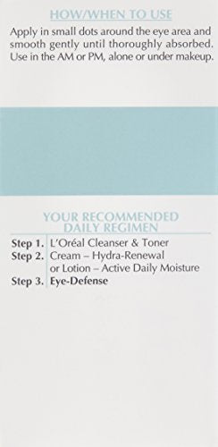 L'Oreal Paris Dermo-Expertise Eye Defense Eye Cream with Caffeine and Hyaluronic Acid 0.5 oz - FENGGESTORE20