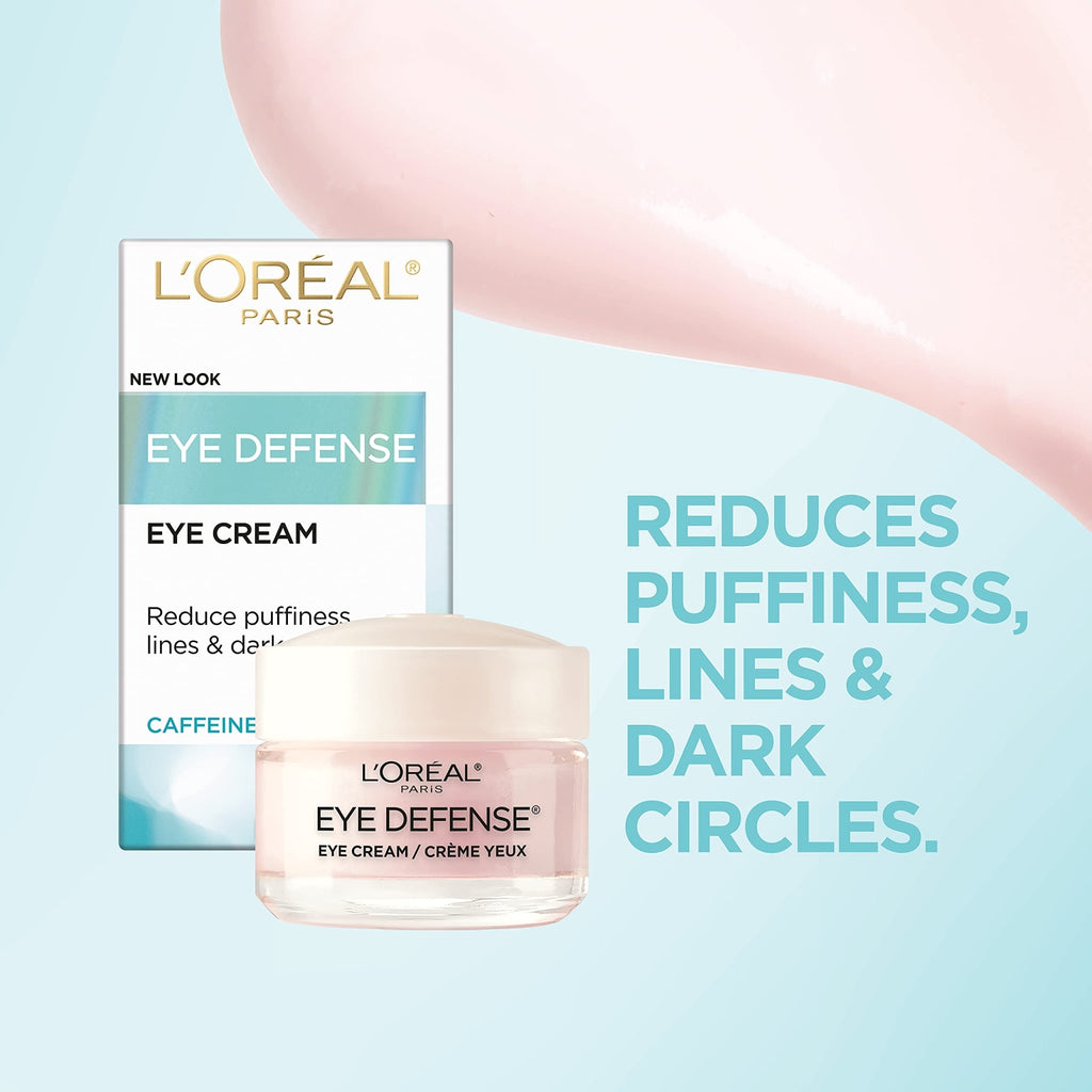 L'Oreal Paris Dermo-Expertise Eye Defense Eye Cream with Caffeine and Hyaluronic Acid 0.5 oz - FENGGESTORE20