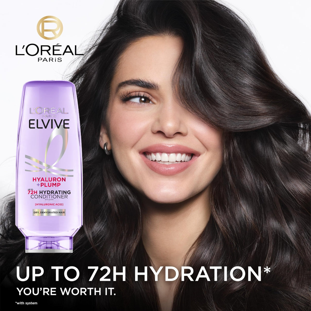 L'Oreal Paris Elvive Hyaluron Plump Hydrating Conditioner for Dehydrated, Dry Hair Infused with Hyaluronic Acid Care Complex, Paraben-Free, 12.6 Fl Oz - FENGGESTORE20