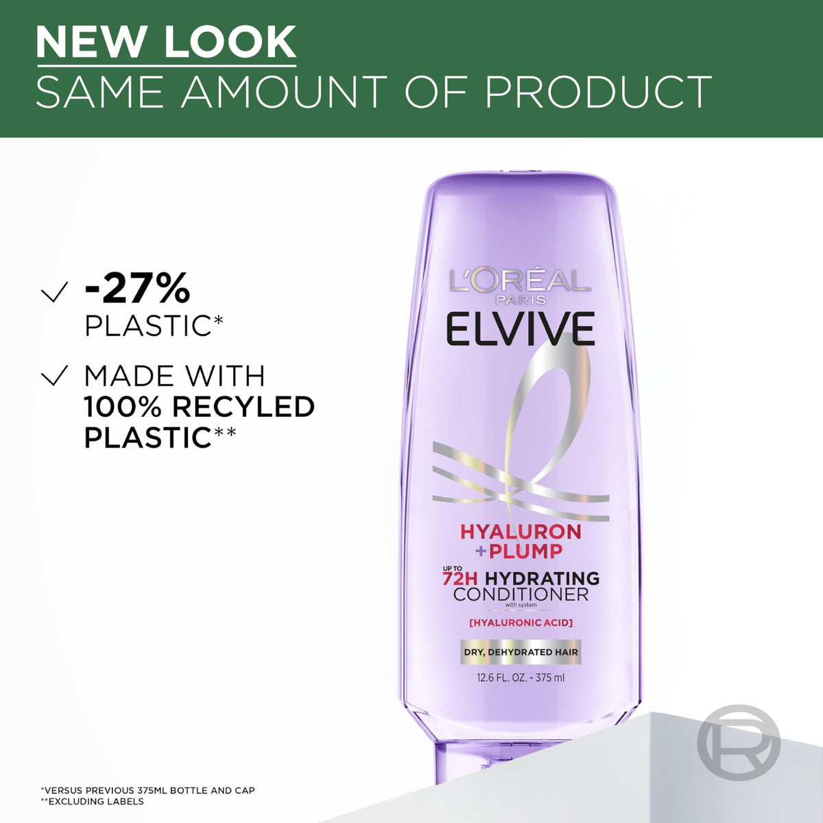L'Oreal Paris Elvive Hyaluron Plump Hydrating Conditioner for Dehydrated, Dry Hair Infused with Hyaluronic Acid Care Complex, Paraben-Free, 12.6 Fl Oz - FENGGESTORE20