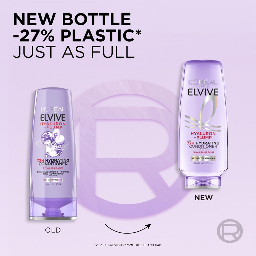 L'Oreal Paris Elvive Hyaluron Plump Hydrating Conditioner for Dehydrated, Dry Hair Infused with Hyaluronic Acid Care Complex, Paraben-Free, 12.6 Fl Oz - FENGGESTORE20