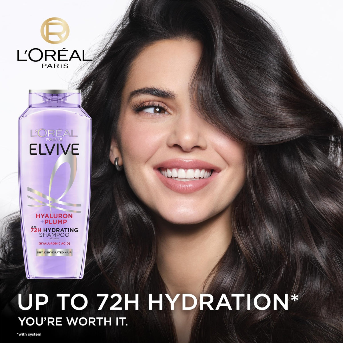 L'Oreal Paris Elvive Hyaluron Plump Hydrating Shampoo for Dehydrated, Dry Hair Infused - FENGGESTORE20