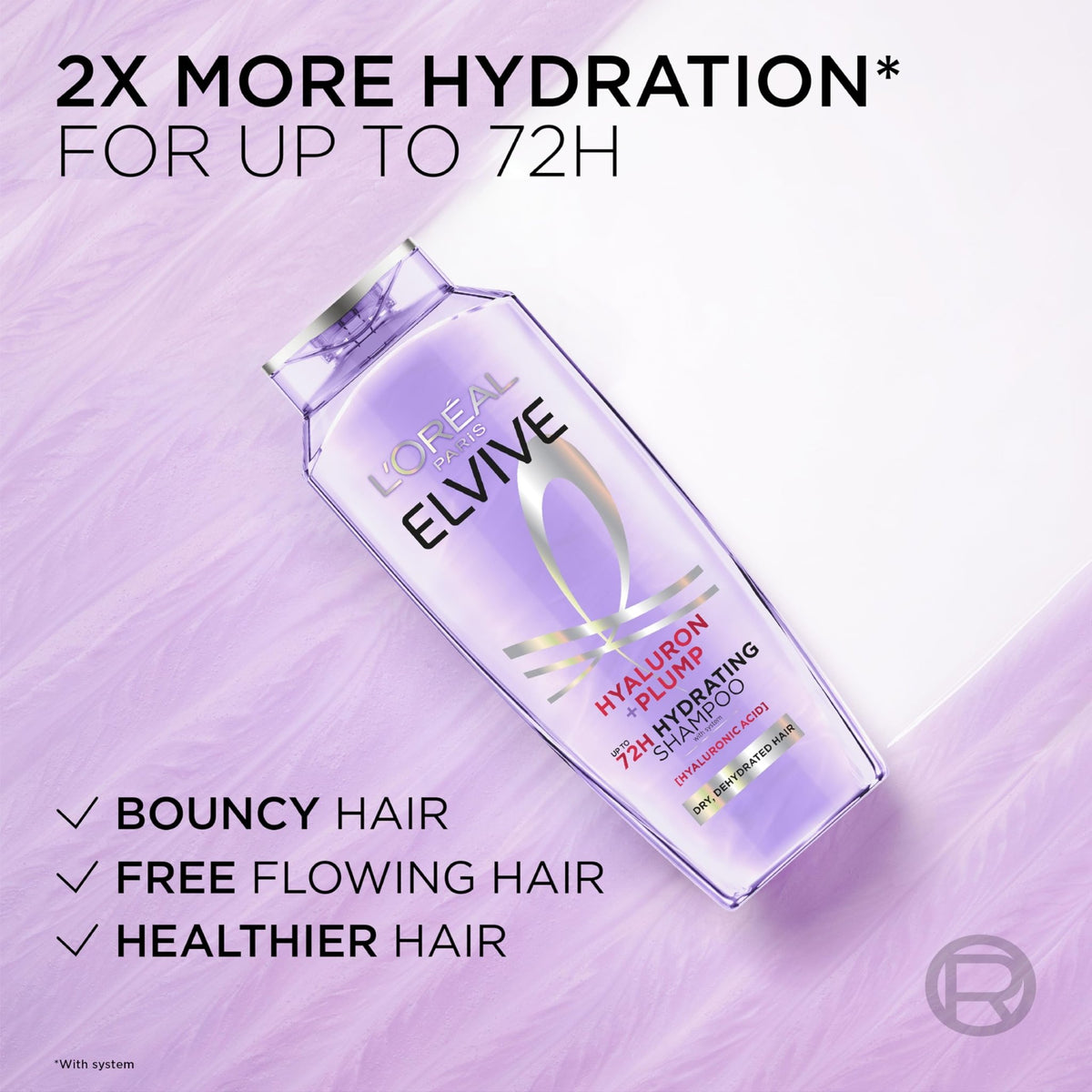 L'Oreal Paris Elvive Hyaluron Plump Hydrating Shampoo for Dehydrated, Dry Hair Infused - FENGGESTORE20