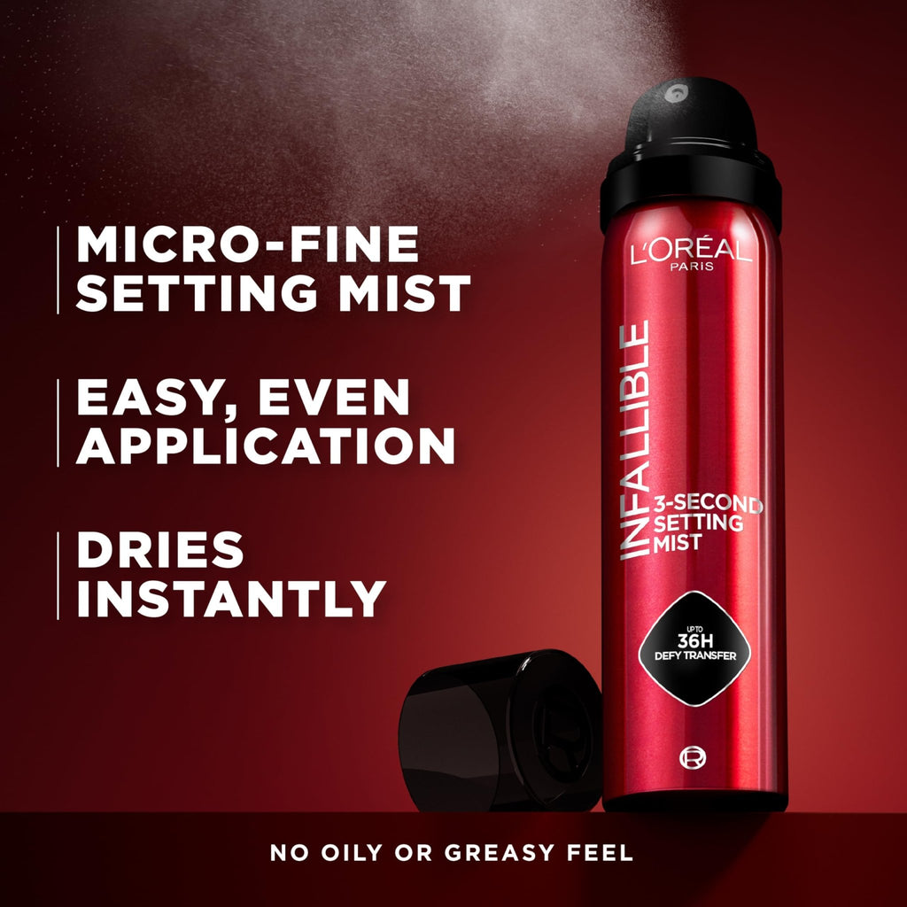 L'Oreal Paris Infallible 3-Second Setting Spray Mist, Microfine Mist for up to 36HR Wear - FENGGESTORE20