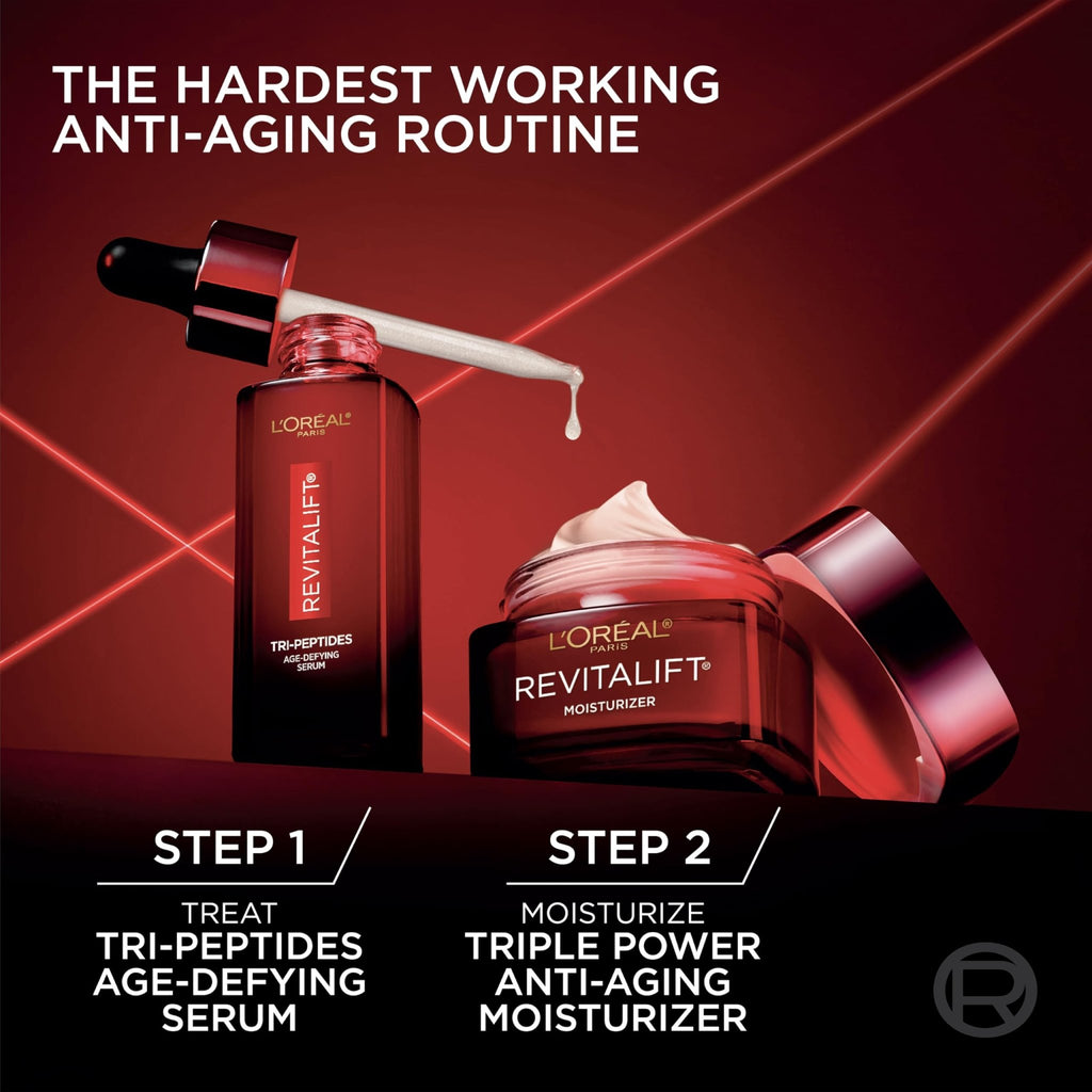 L'Oreal Paris Revitalift Triple Power Age-Defying Face Serum, Anti Aging Serum with 3 in 1 Benefits, Reduces Wrinkles - FENGGESTORE20