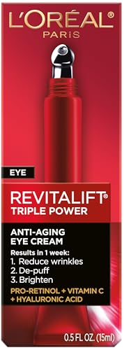 L'Oreal Paris Revitalift Triple Power Anti-Aging Eye Cream, Pro Retinol, Hyaluronic Acid & Vitamin C - FENGGESTORE20