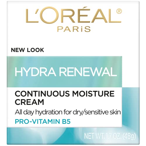 L'Oreal Paris Skincare Hydra-Renewal Face Moisturizer with Pro-Vitamin B5 for Dry Sensitive Skin, All-Day Hydration, 1.7 Oz - FENGGESTORE20