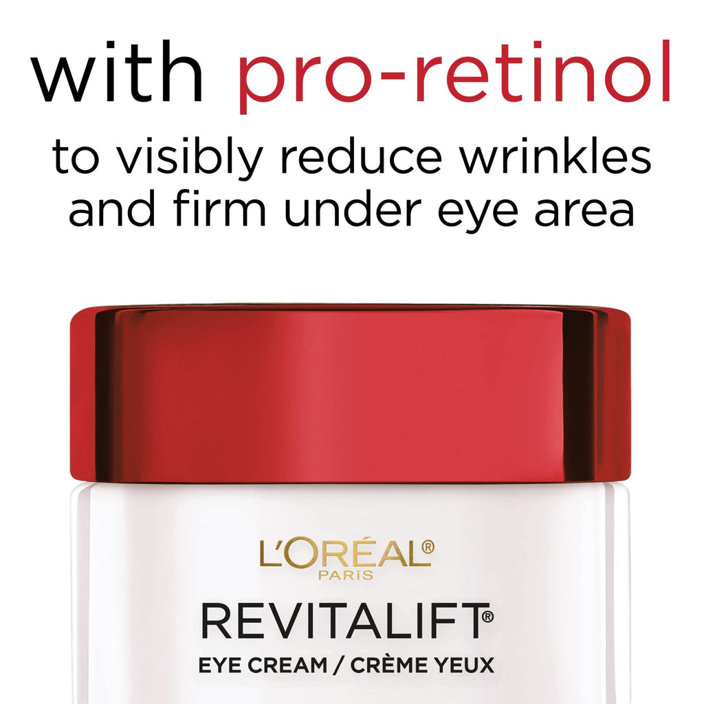 L'Oreal Paris Skincare Revitalift Anti-Wrinkle and Firming Eye Cream with Pro Retinol, Treatment to Reduce Dark Circles, Fragrance Free, 0.5 oz. - FENGGESTORE20