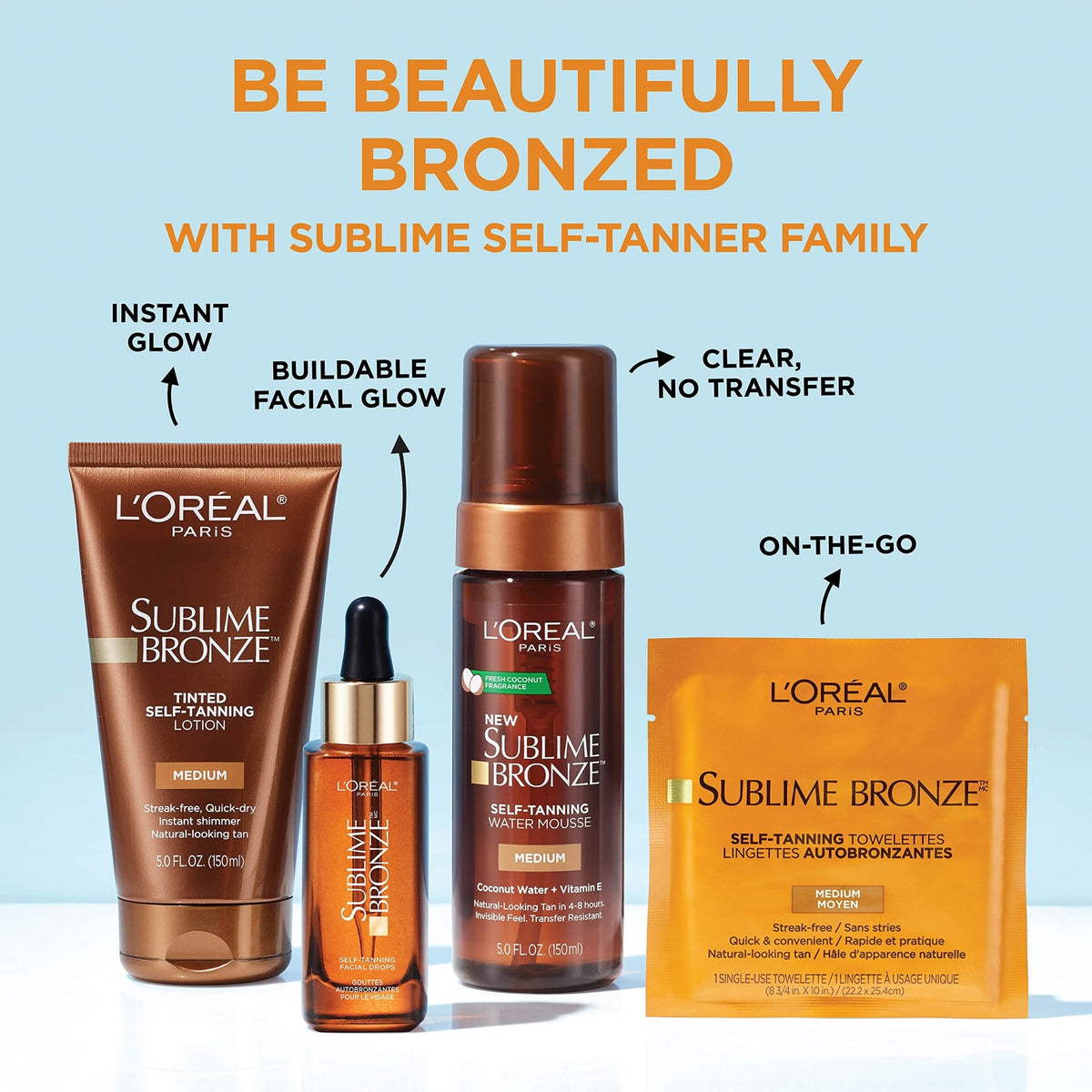 L'Oreal Paris Sublime Bronze Self Tanning Towelettes, Streak-Free, Natural Looking Tan, 6 ct - FENGGESTORE20