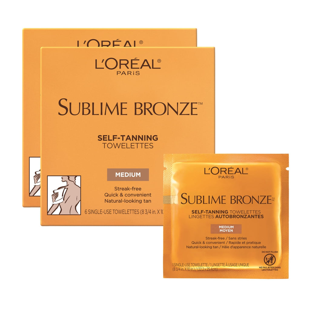 L'Oreal Paris Sublime Bronze Self Tanning Towelettes, Streak-Free, Natural Looking Tan, 6 ct - FENGGESTORE20