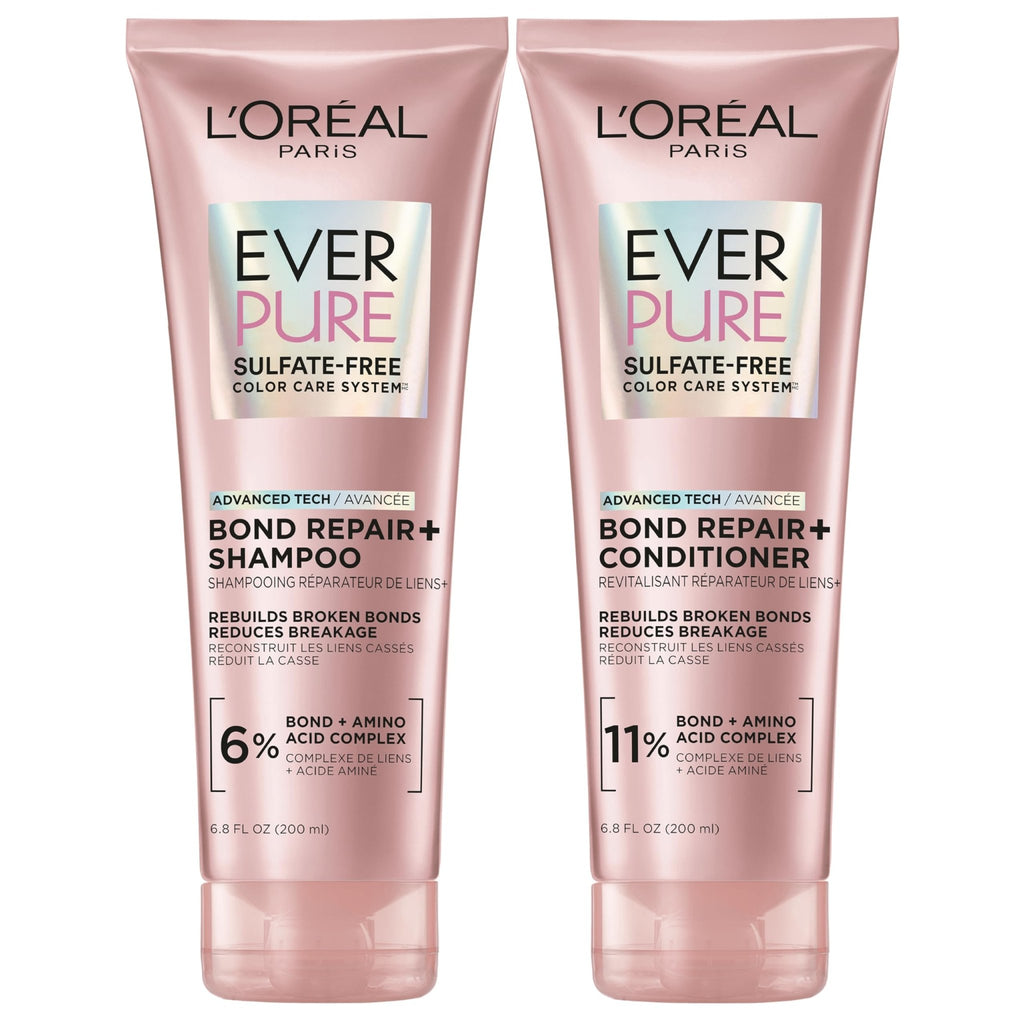 L'Oreal Paris Sulfate Free Bond Repair+ Shampoo and Conditioner Set with Bond + Amino Acid Complex, Strengthens and Repairs Damaged or Color Treated Hair, - FENGGESTORE20