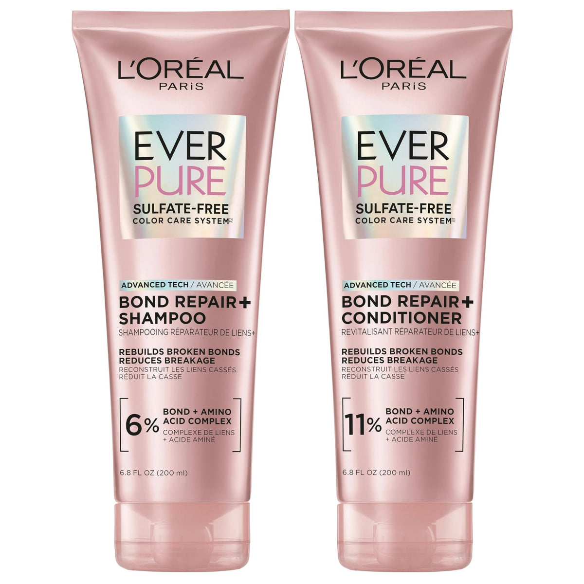 L'Oreal Paris Sulfate Free Bond Repair+ Shampoo and Conditioner Set with Bond + Amino Acid Complex, Strengthens and Repairs Damaged or Color Treated Hair, - FENGGESTORE20
