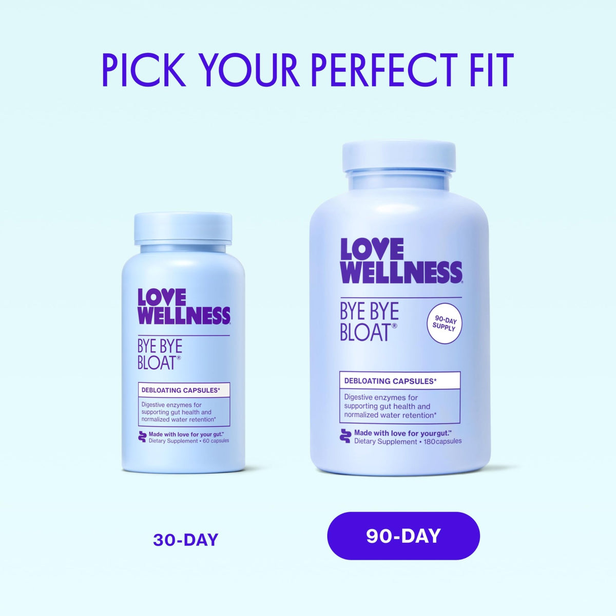 Love Wellness Bye Bye Bloat | Digestive Enzymes for Fast Acting Bloating Relief for Women | Helps Reduce Water Retention & Gas Relief | Supports Digestive Health - FENGGESTORE20