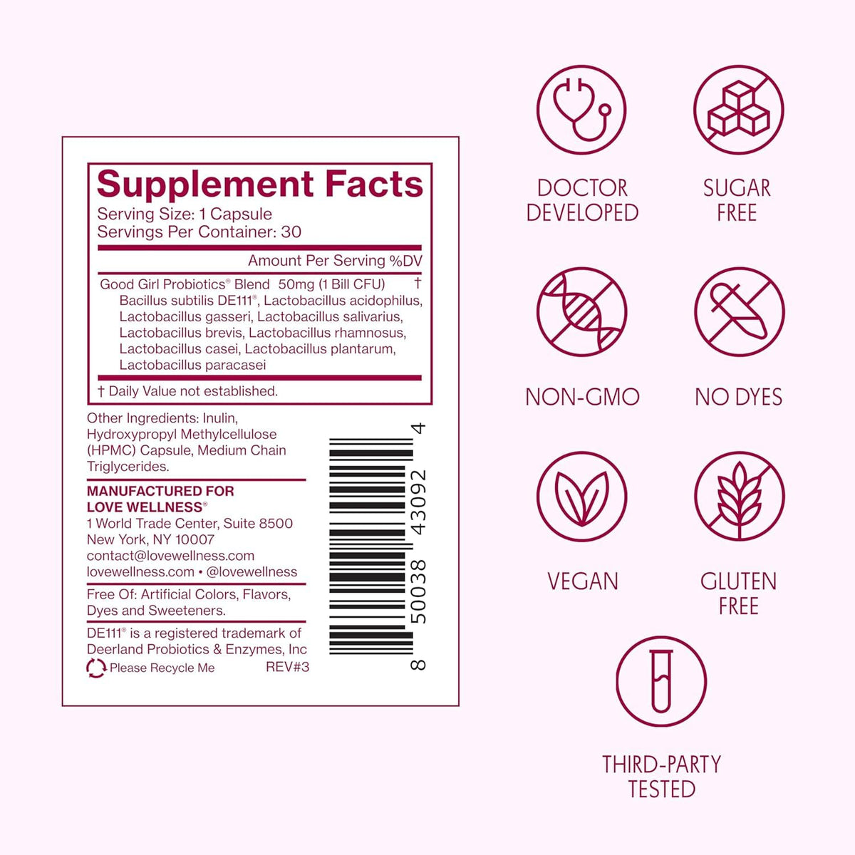 Love Wellness Good Girl Probiotics | Women’s Vaginal Health & pH Balance Supplement | 9-Strain Probiotic for Urinary Tract, Yeast, Odor & Immune Support | Gluten-Free (60-Day Supply) - FENGGESTORE20