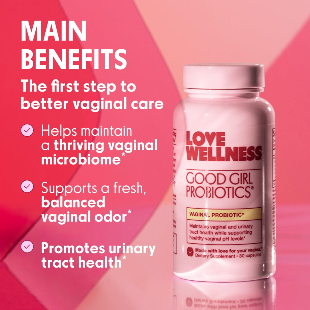 Love Wellness Good Girl Probiotics | Women’s Vaginal Health & pH Balance Supplement | 9-Strain Probiotic for Urinary Tract, Yeast, Odor & Immune Support | Gluten-Free (60-Day Supply) - FENGGESTORE20