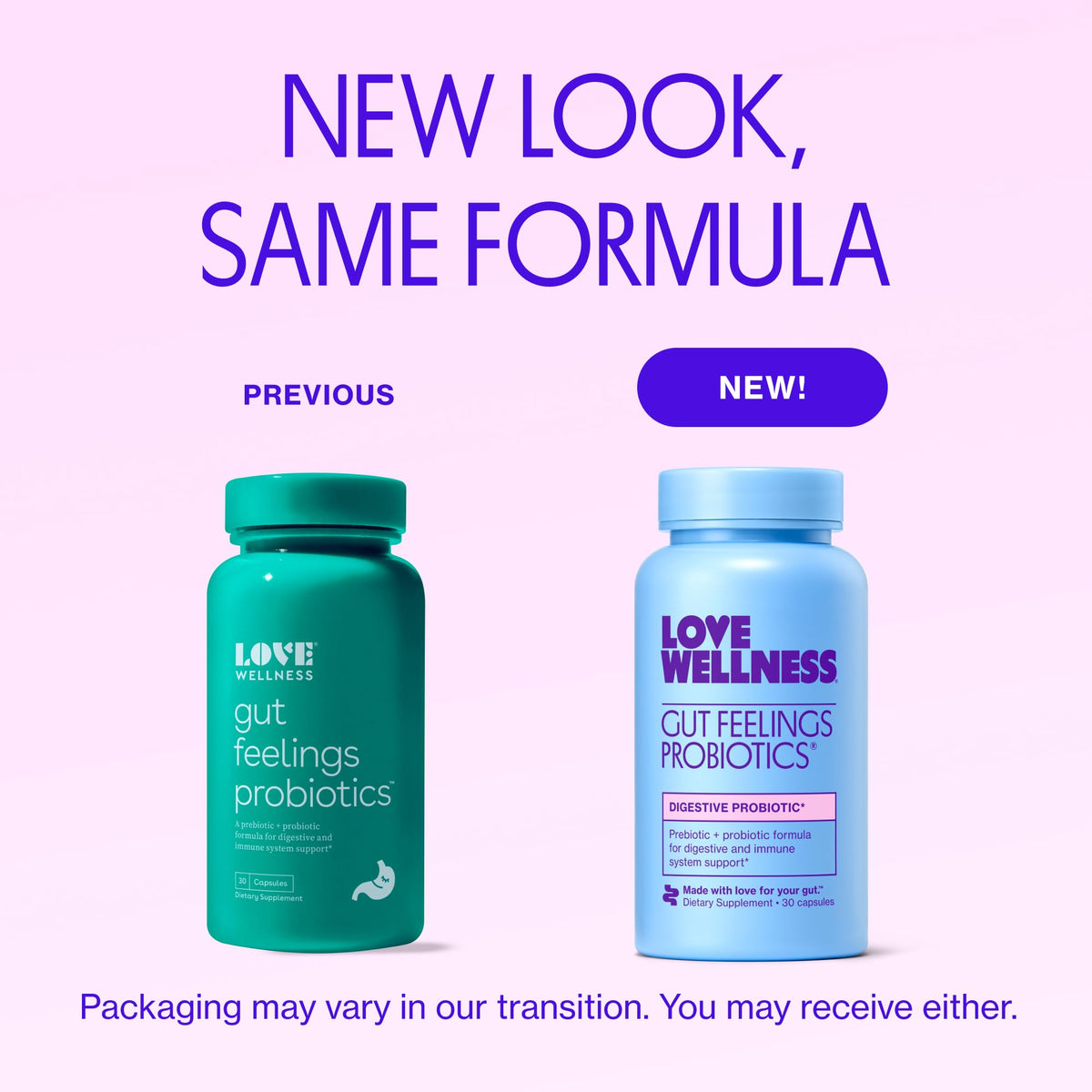 Love Wellness Gut Feelings Probiotic | Gut Health for Women, Digestion Relief & Immune Support Supplement | Womens Probiotic for Gas Relief | 3 Billion CFU | Safe Prebiotic and Postbiotic | 30 Count - FENGGESTORE20