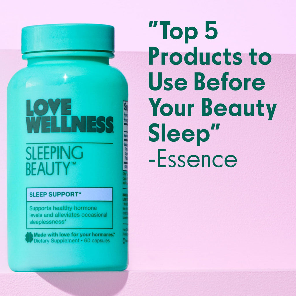 Love Wellness Sleeping Beauty | Sleep Support with Melatonin, Magnesium & L-Theanine | Promotes Restful Sleep, Relaxation & Calmness | Organic Valerian Root Powder & Lemon Balm | 60 Count - FENGGESTORE20