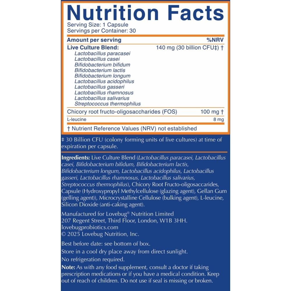 LOVEBUG Award Winning Maximum Strength | Rebuild & Restore Immune and Digestive Microbiome | 10 Clinically Studied Strains for Constipation - FENGGESTORE20