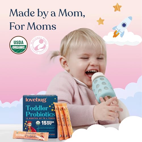 LOVEBUG Kids Probiotic Powder with Prebiotic Fiber - Toddler Immunity Support & Constipation Relief - USDA Organic Probiotics for Childrens Gut & Digestive Health - FENGGESTORE20