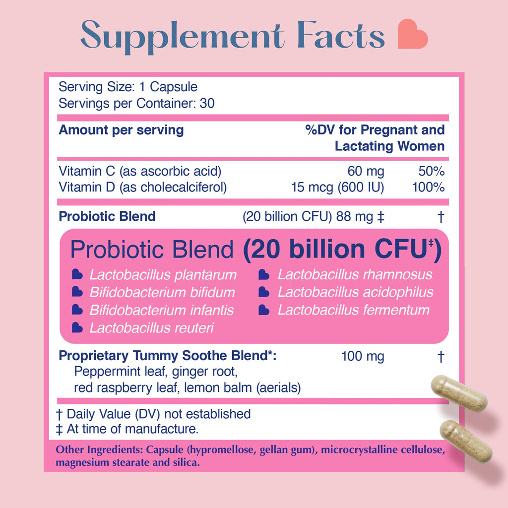 LOVEBUG Prenatal Probiotic | Helps with Morning Sickness, Nausea, Heartburn & Digestion | Helps Baby Microbiome | Multi Strain 20 Billion CFU | 30 Capsules - FENGGESTORE20