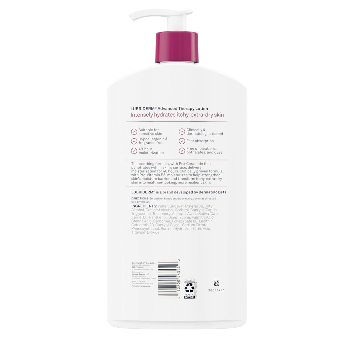 Lubriderm Advanced Therapy Fragrance-Free Moisturizing Hand & Body Lotion + Pro-Ceramide, Intense Hydration for Itchy - FENGGESTORE20
