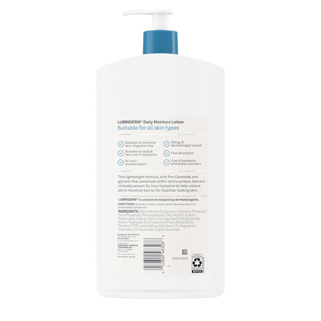 Lubriderm Fragrance Free Daily Moisture Lotion + Pro-Ceramide, Shea Butter & Glycerin - FENGGESTORE20