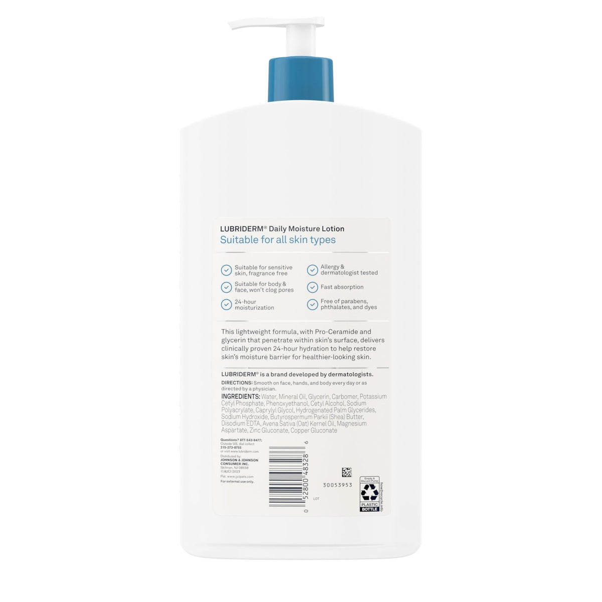 Lubriderm Fragrance Free Daily Moisture Lotion + Pro-Ceramide, Shea Butter & Glycerin - FENGGESTORE20