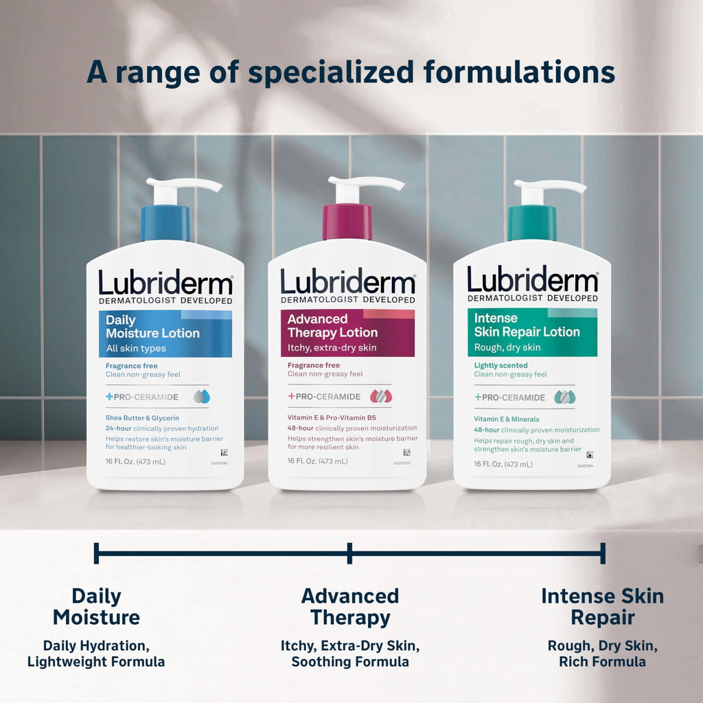 Lubriderm Fragrance Free Daily Moisture Lotion + Pro-Ceramide, Shea Butter & Glycerin, Face, Hand & Body Lotion for Sensitive Skin - FENGGESTORE20