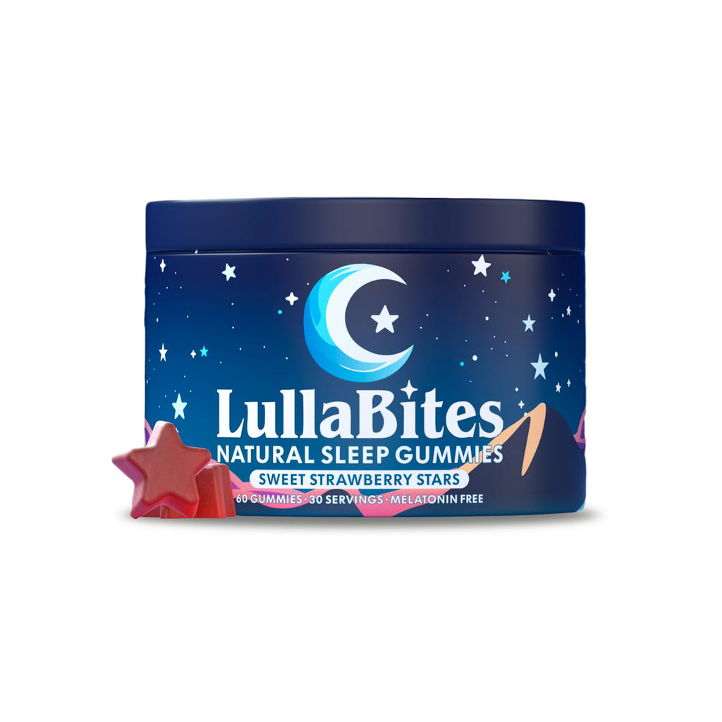 LullaBites - Natural Sleep Gummies - Made in USA - With 5-HTP, L-Theanine, Magnesium & Valerian Root - Melatonin Free - Vegan - Halal - Sugar, Gluten Free - Sweet Strawberry - FENGGESTORE20