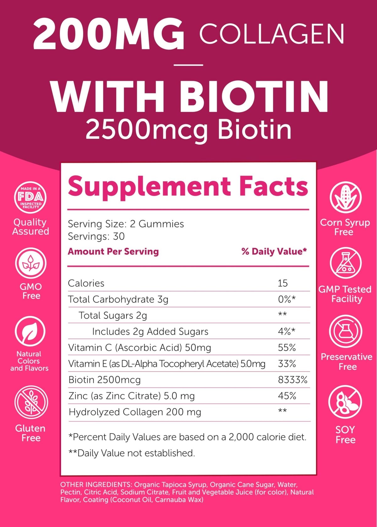 Lunakai USA Made Collagen Peptides Gummies - 200mg Non-GMO Anti-Aging Formula with Biotin, Zinc, Vitamins C - FENGGESTORE20