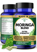 Lunakai USA Made Pure Moringa Capsules – Advanced Moringa Leaf Extract Supplement with Ashwagandha, Boswellia, Ginseng & Turmeric, 60ct - FENGGESTORE20