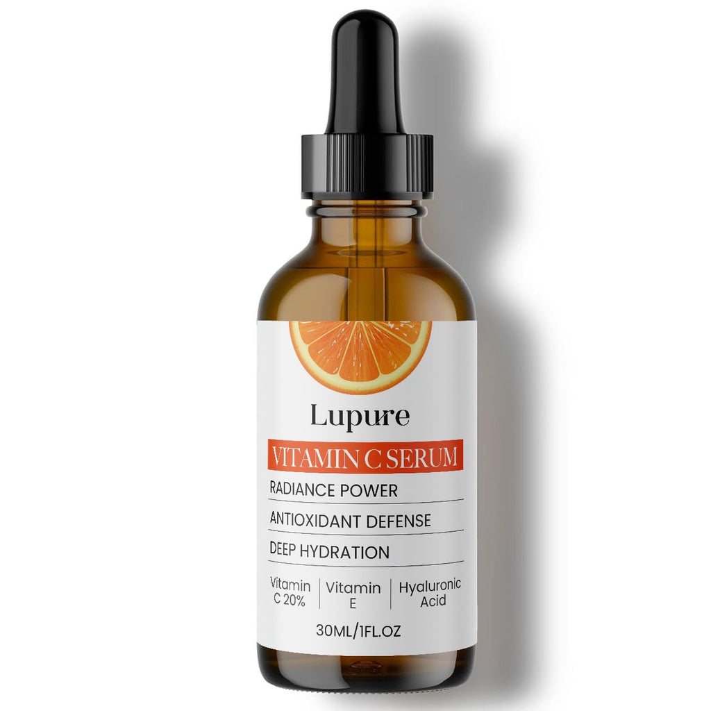 Lupure Professional Vitamin C Face Serum 20%, Anti Aging Facial Super Vit C Serum with Ascorbic Acid Hyaluronic Acid & Vitamin E for Dark Spots, - FENGGESTORE20