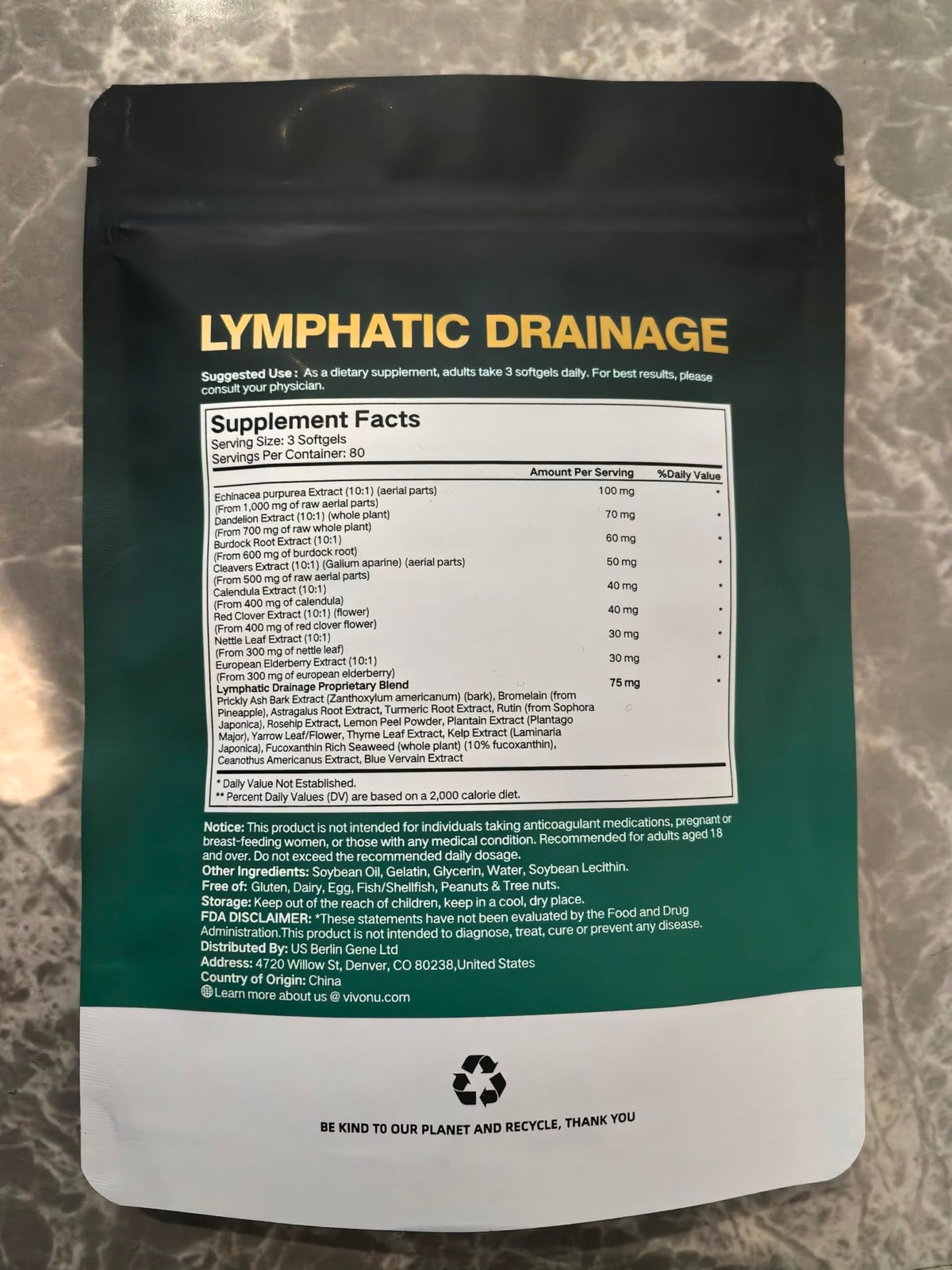 Lymphatic Drainage Supplements, 240 Softgels, Lymph System Support Supplement for Women & Men, 21-in-1 Herbal Blend with Echinacea, Dandelion, Burdock, Bromelain, Calendula, Turmeric & More, 1 Bag - FENGGESTORE20