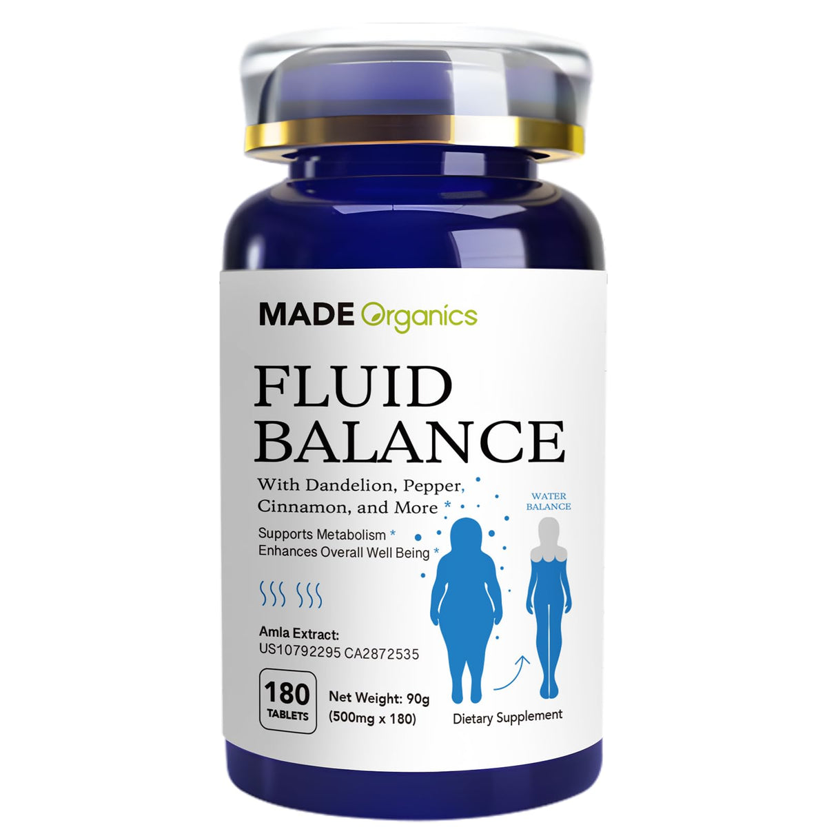 MADE Organics Water Retention Pills, Natural Diuretic for Bloating Relief & Fluid Balance, Herbal Supplement with Patented Amla & Dandelion - FENGGESTORE20
