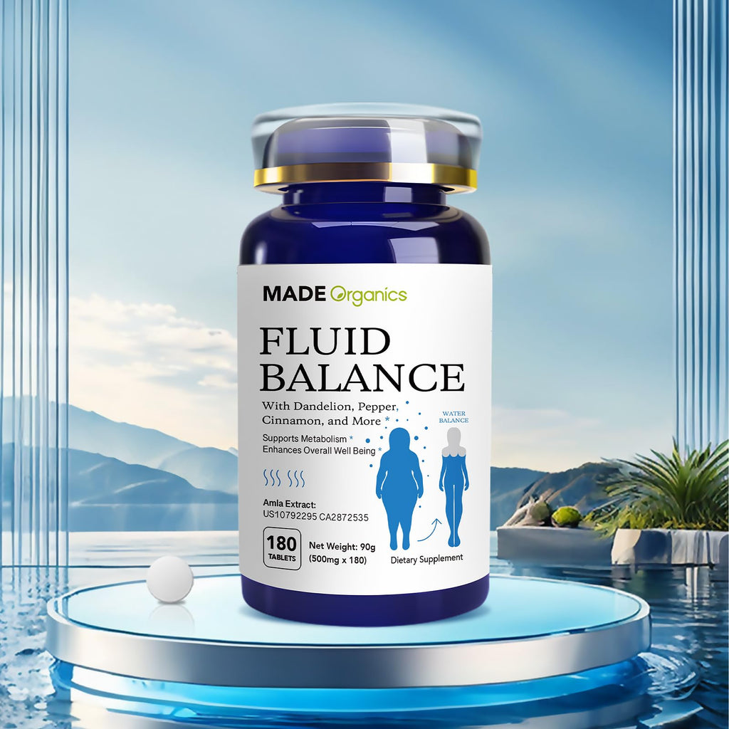 MADE Organics Water Retention Pills, Natural Diuretic for Bloating Relief & Fluid Balance, Herbal Supplement with Patented Amla & Dandelion - FENGGESTORE20