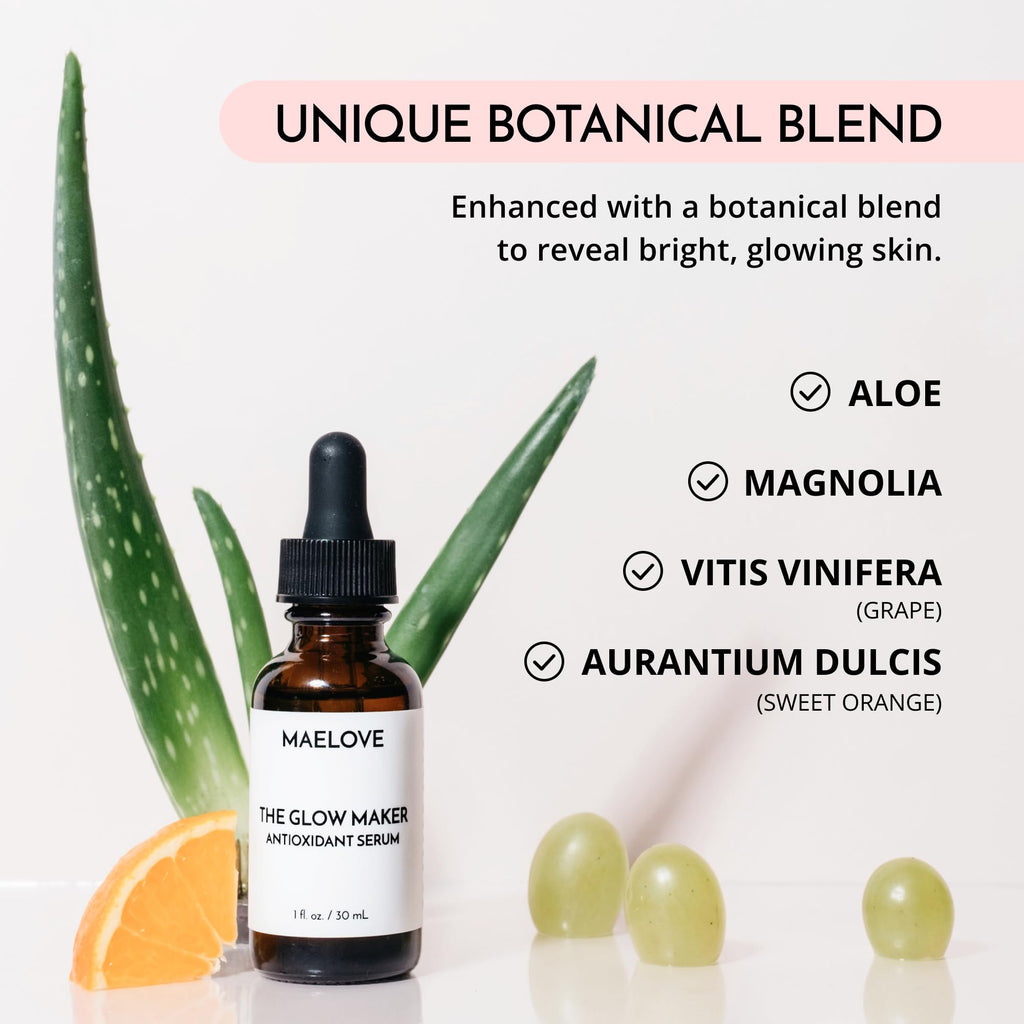 MAELOVE Glow Maker Vitamin C Serum with Vitamin E, Ferulic Acid & Hyaluronic Acid, Award-Winning Brightening - FENGGESTORE20