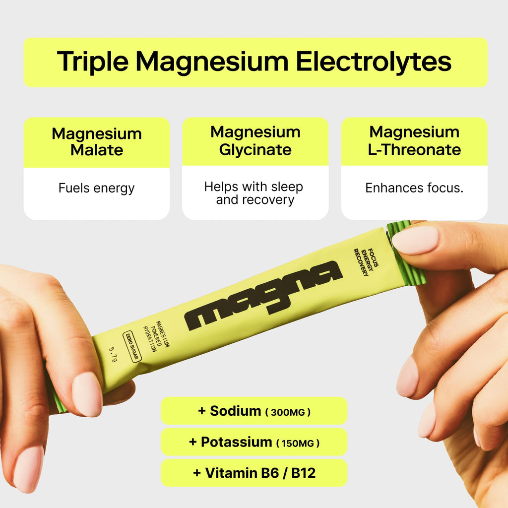 MAGNA Electrolytes Powder Drink Mix for Hydration, Energy & Focus Support with Magnesium L Threonate (28 Servings, Variety) - FENGGESTORE20
