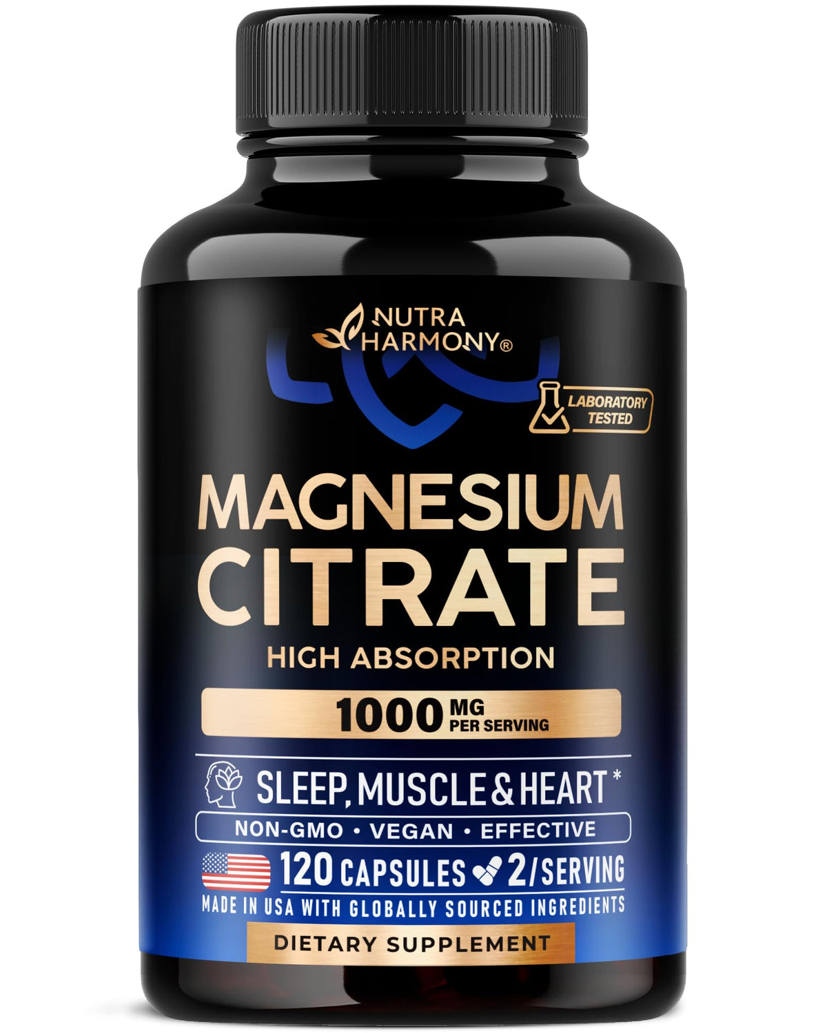 Magnesium Citrate Capsules 1000mg | High Absorption Supplement - Sleep, Muscle & Heart Support - Vegan | Non-GMO - Made in USA - As Powder - FENGGESTORE20
