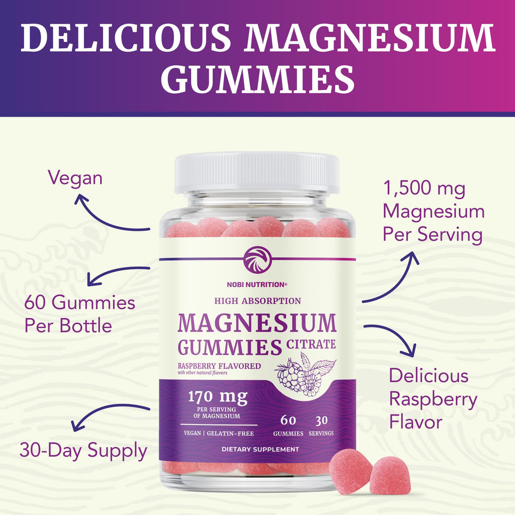 Magnesium Citrate Gummies | Extra Strength for Calm, Relaxation & Digestion | High Absorption Magnesium Gummies for Adults | Vegan, Non-GMO - FENGGESTORE20