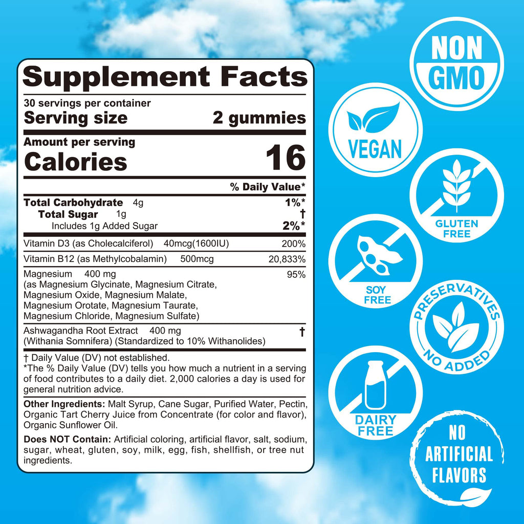 Magnesium Complex Gummies 400mg | as 8 Forms of Magnesium Glycinate, Malate, Citrate, Taurate, Oxide & More | w/Ashwagandha Extract, D3 & B12 Supports for Calm, Zzz - FENGGESTORE20