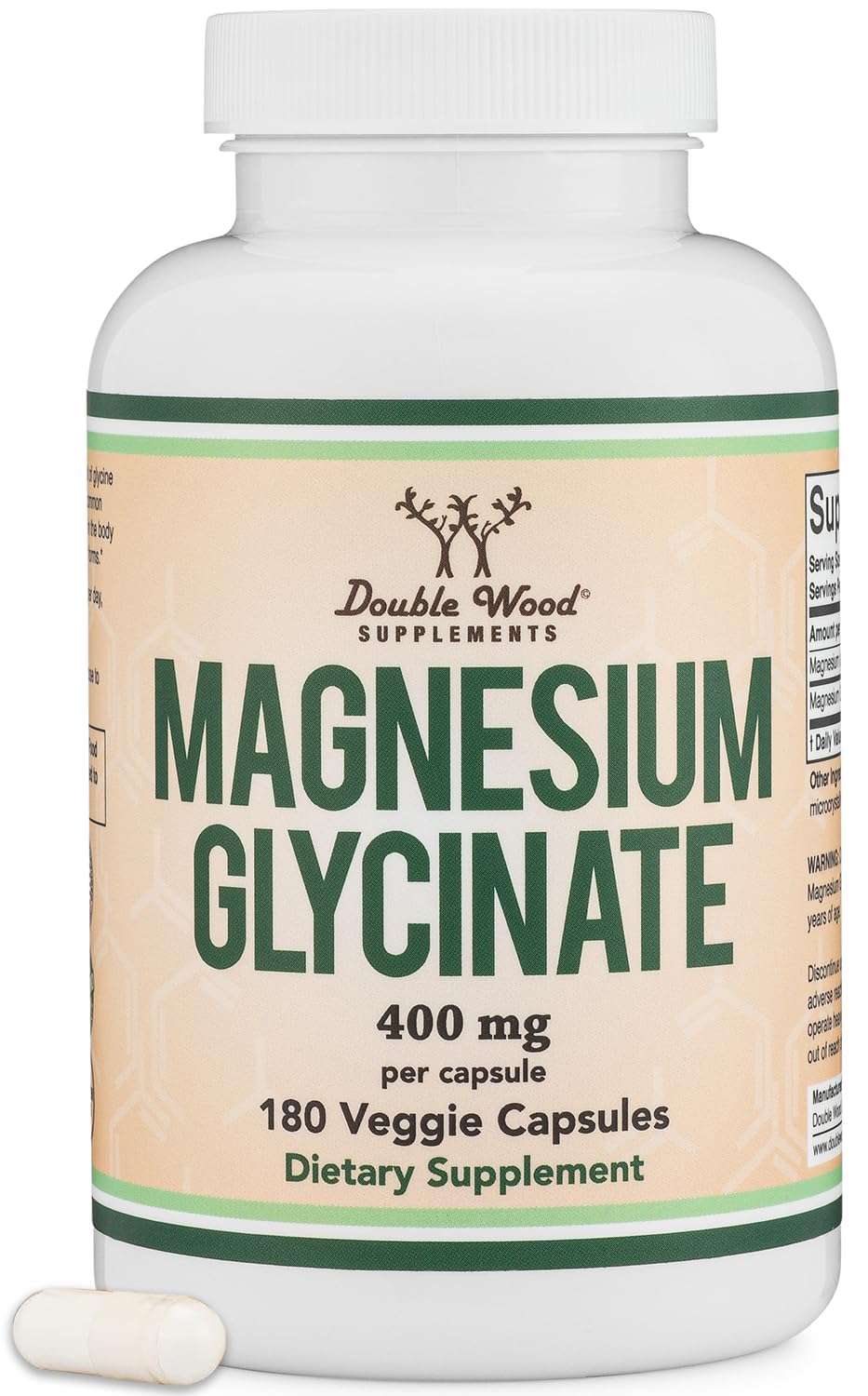 Magnesium Glycinate 400mg | 180 Capsules | Sleep, Muscle, & Heart Support | Vegan, Third Party Tested, Gluten Free, Non-GMO, by Double Wood Supplements - FENGGESTORE20