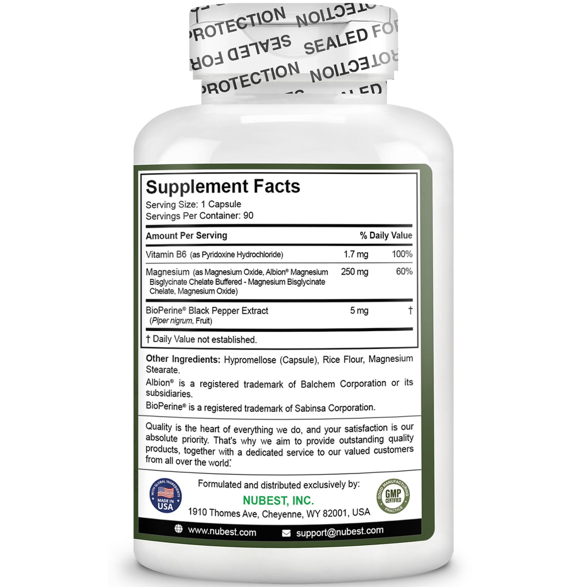 Magnesium Glycinate Chelate Complex with Albion Magnesium Bisglycinate Chelate, Vitamin B6 & BioPerine for Bone, Muscle, Natural Sleep, Nerve Function, Brain Booster | 3 Months Supply - FENGGESTORE20