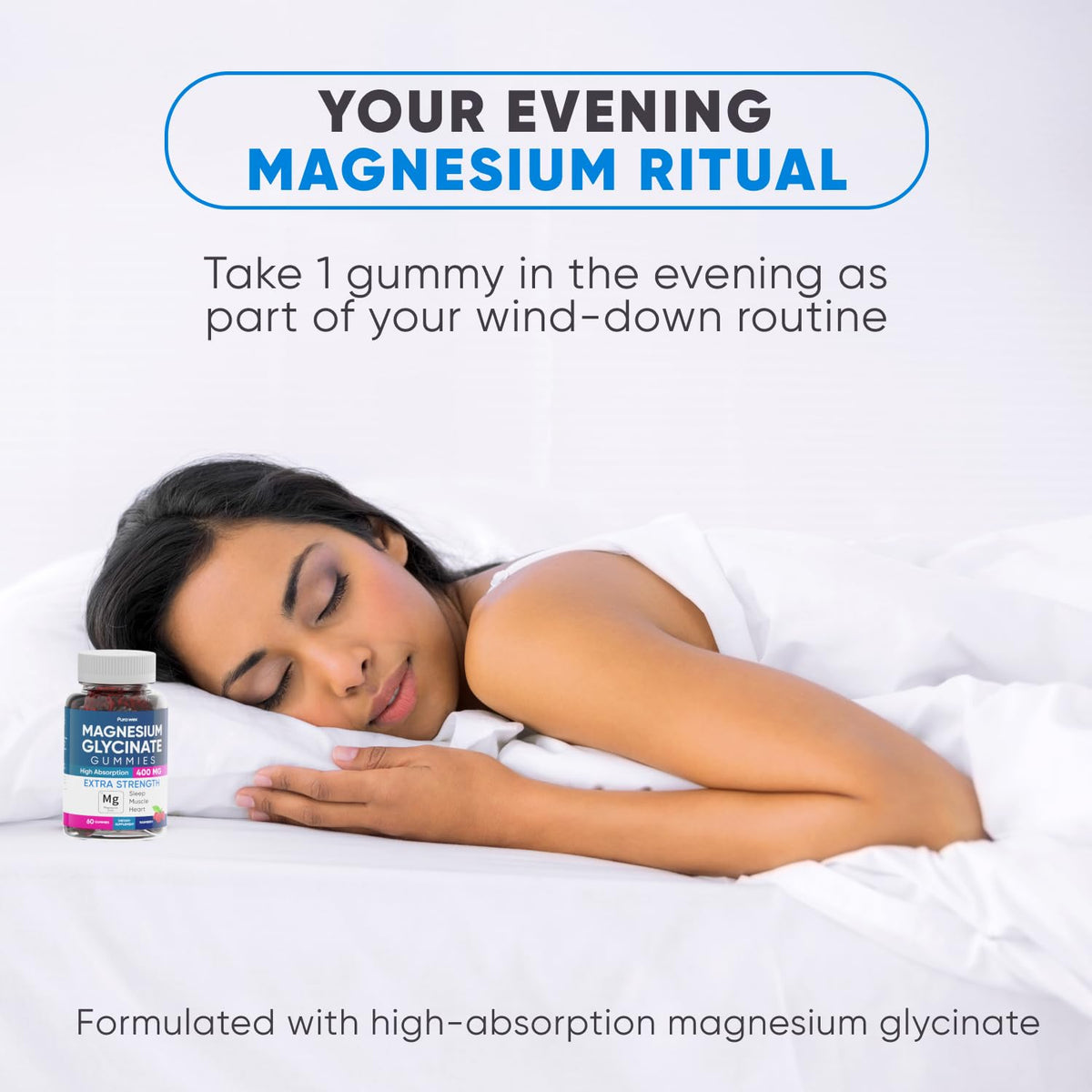 Magnesium Glycinate Gummies 400mg, High Absorption Magnesium Supplement for Women - FENGGESTORE20