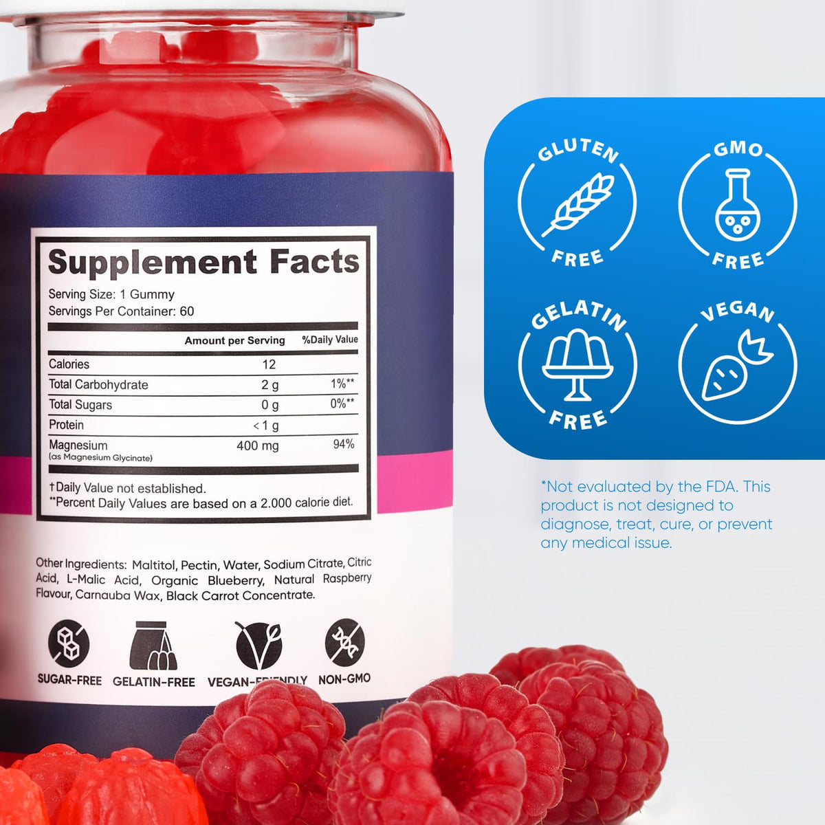 Magnesium Glycinate Gummies 400mg, High Absorption Magnesium Supplement for Women - FENGGESTORE20