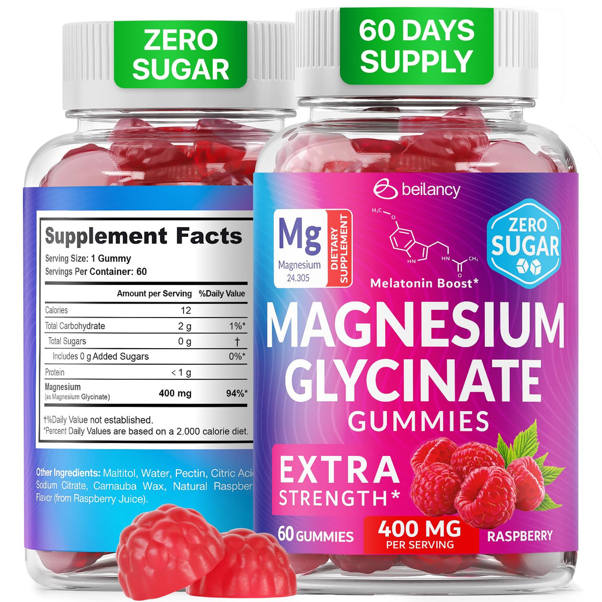 Magnesium Glycinate Gummies 400mg, Muscle Support and Relaxation, Magnesium Supplement for Women, Men and Kids, High Absorption, Sugar Free, - FENGGESTORE20