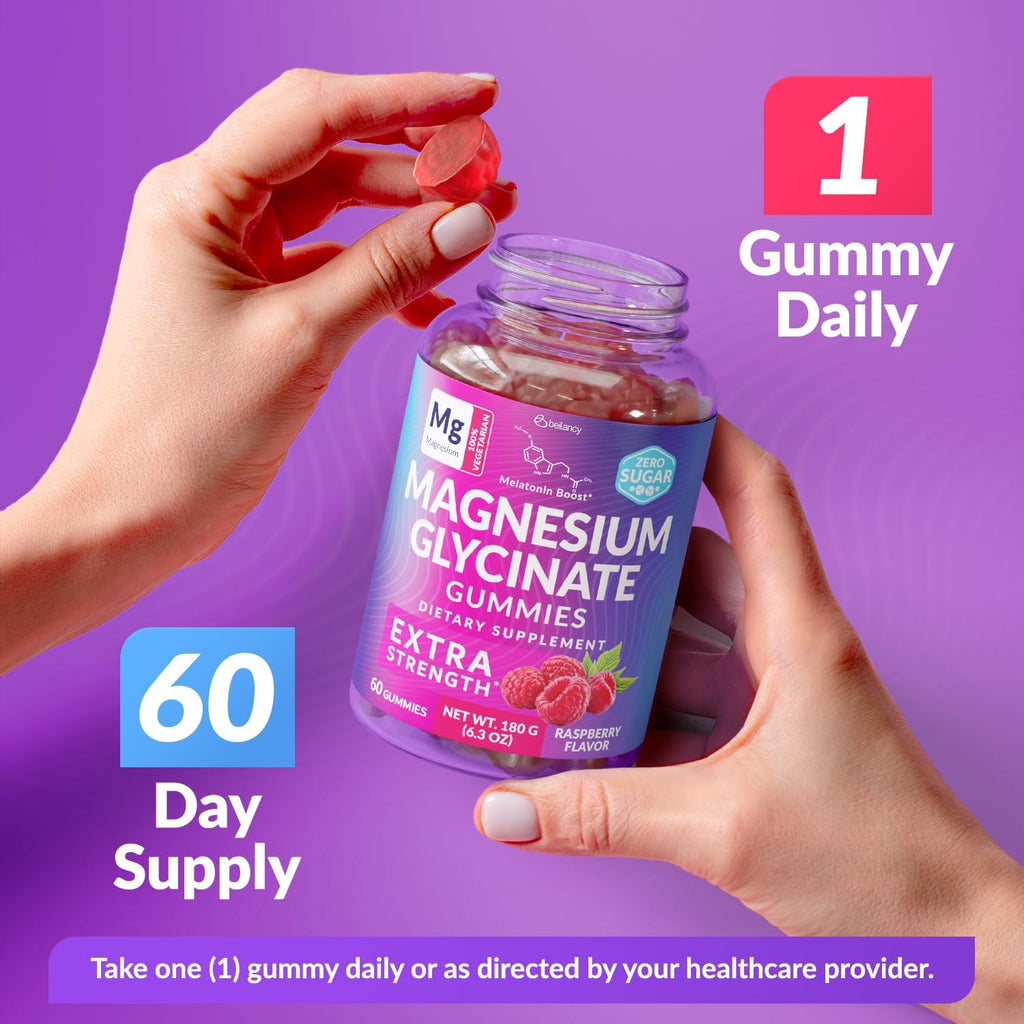 Magnesium Glycinate Gummies 400mg, Muscle Support and Relaxation, Magnesium Supplement for Women, Men and Kids, High Absorption, Sugar Free, - FENGGESTORE20