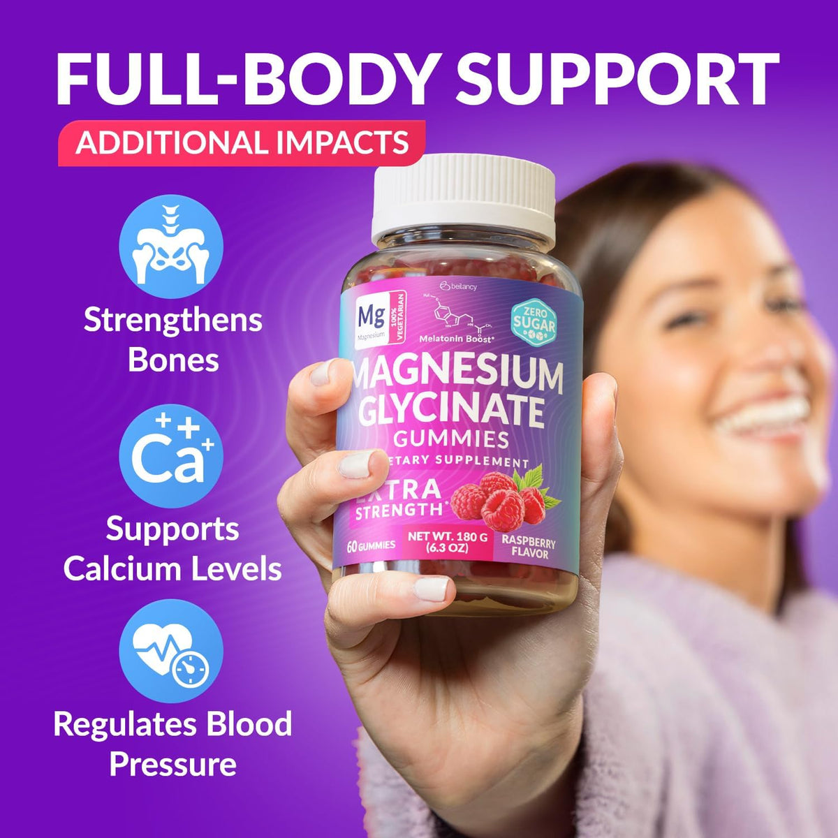 Magnesium Glycinate Gummies 400mg, Muscle Support and Relaxation, Magnesium Supplement for Women, Men and Kids, High Absorption, Sugar Free, - FENGGESTORE20