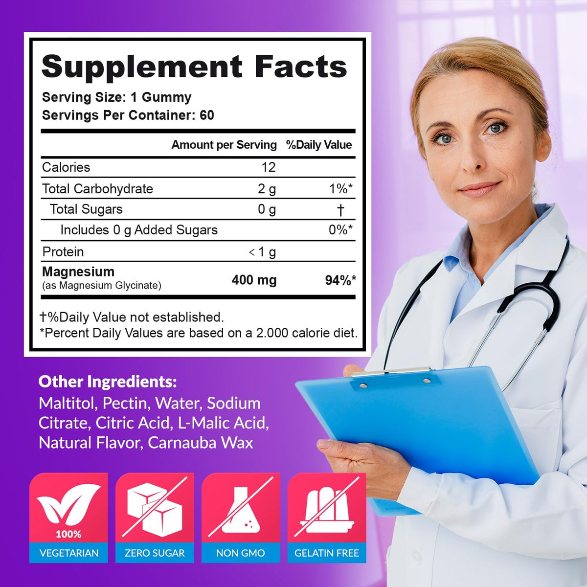 Magnesium Glycinate Gummies 400mg, Muscle Support and Relaxation, Magnesium Supplement for Women, Men and Kids, High Absorption, Sugar Free, - FENGGESTORE20